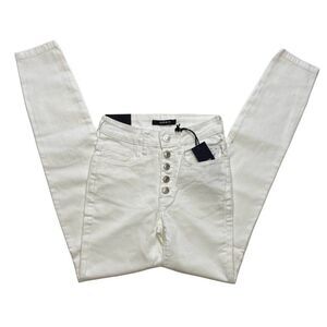 Numero Verona Ankle Skinny‎ Jeans 30 White Juniors' Stretchy Exposed-Buttons NEW